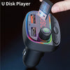 C14 Multifunctional Car Dual QC3.0+PD18W USB Charger Bluetooth FM Transmitter with Atmosphere Light