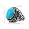 Europe and America Style Retro Gemstone Turquoise Men Titanium Steel Ring, Size: 7, Diameter: 17.4mm, Perimeter: 55mm(Blue)