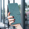 For Samsung Galaxy S25 / S24 5G Geometric Pattern RFID Leather Phone Case(Green)
