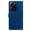 For Redmi Note 12 Pro 5G Global Lace Floral Embossed Magnetic Buckle PU Phone Case With Wrist Strap(Blue)