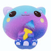 3 PCS Ice Cream Cat Cute Soft Squeeze Scented Toy Gift for Kid Size:11*7*8cm(Purple starry sky)