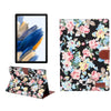 For Samsung Galaxy Tab A8 10.5 2021 X200 / X205 Flower Cloth Leather Smart Tablet Case(Black)