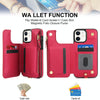 For iPhone 12 Double Flap Zipper RFID Leather Phone Case with Short Lanyard(Red)