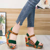 Summer Floral Fabric Slope Heel Women Sandals Comfortable Casual High Heels, Size: 35(Orange)