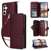 For Samsung Galaxy A35 Nine-card Slots Zipper Wallet Bag Leather Phone Case(Wine Red)