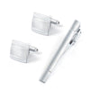 Men French Shirt Metal Cufflinks Collar Set(Silver)