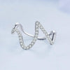 BSR314 Sterling Silver S925 Simple Geometric Wavy White Gold Plated Zircon Ring(No.6)