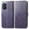 For Asus Zenfone 8 ZS590KS Four-leaf Clasp Embossed Buckle Mobile Phone Protection Leather Case with Lanyard & Card Slot & Wallet & Bracket Function(Purple)