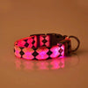 LED Dog Collar, Pink Plaid, XL (55-60cm), Rechargeable, USB