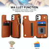 For iPhone 11 Double Flap Zipper RFID Leather Phone Case with Short Lanyard(Brown)