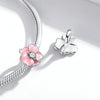 S925 Sterling Silver Pink Flower Beads DIY Bracelet Necklace Accessories