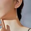 Feather Ear Line Sterling Silver Long Earrings Platinum Plated Simple Girl Earrings