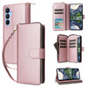 For Samsung Galaxy A15 Nine-card Slots Zipper Wallet Bag Leather Phone Case(Rose Gold)