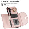 For Samsung Galaxy S25+ 5G Ring Holder Card Bag Skin Feel Phone Case(Rose Gold)
