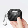 For AirPods 4 Carbon Fiber Texture TPU Shockproof Protective Earphone Case with Hook(Black)