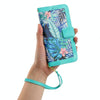 For iPhone 12 mini Floral Pattern Leather Phone Case with Lanyard(Green)