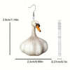 Quirky Garlic Duck Ear Studs Ladies Stylish Holiday Animal Earrings, Style: Single Sided Pattern