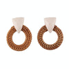 Rattan Wooden Vintage Handmade Dangle Earrings(White)