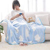Summer Thin Coral Flannel Office Nap Blanket, Size:100x150cm(Green Clouds)