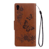 For Sony Xperia XA1 Pressed Flowers Butterfly Pattern Horizontal Flip Leather Case with Holder & Card Slots & Wallet(Brown)