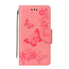 For Galaxy J7 (2017) (EU Version) Pressed Flowers Butterfly Pattern Horizontal Flip Leather Case with Holder & Card Slots & Wallet & Lanyard (Pink)