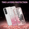 For Samsung Galaxy S23 5G Gradient Glitter Flower All-inclusive Phone Case(Pink)