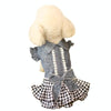 Small Dog Denim Bow Skirt, Plaid Knit Trim, Size L
