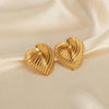 OPK GE938 1pair Simple Stainless Steel Heart Ruffled Earrings
