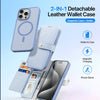 For iPhone 15 Pro DUX DUCIS Lawa Series 2 in 1 Wallet Zipper Detachable MagSafe Phone Case with Lanyard(Light Blue)