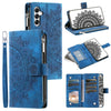 For Samsung Galaxy A36 Multi-Card Totem Zipper Leather Phone Case(Blue)