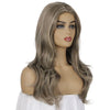 Women Split Wigs Long Curly Hair Synthetic Headgear(Linen Brown + Light Gold)