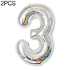 2 PCS 40 Inch Aluminium Foil Number Balloons Birthday Wedding Engagement Party Decor Kids Ball Supplies(3-Silver)