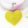 Heart Keychain Leather Tassel Gold Key Holder Metal Crystal Key Chain Keyring Charm Bag Auto Pendant Gift(yellow)