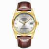 FNGEEN 7008 Men Fashion Diamond Dial Watch Couple Watch(Brown Leather Full Gold White Surface)