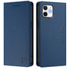 For iPhone 11 RC01 Dual-Folded Magnetic Suction RFID Leather Phone Case(Dark Blue)