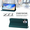 For iPhone 12 Pro Max RC01 Dual-Folded Magnetic Suction RFID Leather Phone Case(Dark Green)