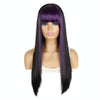 Color Bleaching And Dyeing Double Sideburns With Bangs Long Straight Hip-Hop Wig(Violet Bleaching Black)