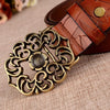 110cm Sunflower Pattern Needle Buckle Women Belt Retro Waist Band Leather Belt(White)