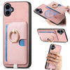 For Samsung Galaxy A06 Retro Cross Leather Ring Side Insert Card Bag MagSafe Phone Case(Pink)
