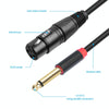 2020Y63 XLR Female to Dual 6.35mm 1/4 TRS Male Y-type Audio Cable, Length:2m(Black)
