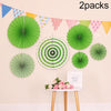 2 Packs  Birthday Party Wedding Color Three-Dimensional Folding Fan Round Paper Fan Garland Ornaments(Green)
