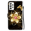 For Samsung Galaxy A33 5G Crystal Texture Colored Drawing Leather Phone Case(Gold Flower)