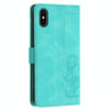 For iPhone XS Max Tulips Embossed Leather Phone Case with Lanyard(Green)