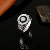 Hip Hop Platinum Plated Lion Head Rhinestone Ring for Men, US Size: 9, Inner Diameter: 19mm, Perimeter: 59mm(Silver)