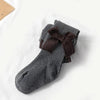 Spring And Autumn Girl Tights Bow Baby Knit Pantyhose Size: S 0-1 Years Old(Dark Gray)