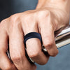 SIR062 8MM Wide Bevel Silicone Ring Sports Ring No.10(DarkBlue)
