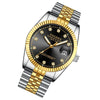 FNGEEN 7008 Men Fashion Diamond Dial Watch Couple Watch(Gold Black Sueface)