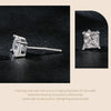 S925 Sterling Silver Platinum-plated Sparkling Square Moissanite Princess Earrings, Size: S