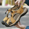 Summer Large Size Men Beach Shoes Leather Breathable Wading Casual Sandals, Size: 40(Gold)