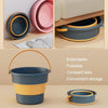 Small 5L Folding Thickened Portable Plastic Bucket Outdoor Fishing Barrel Car Travel Wash Barrel(Deep Blue)